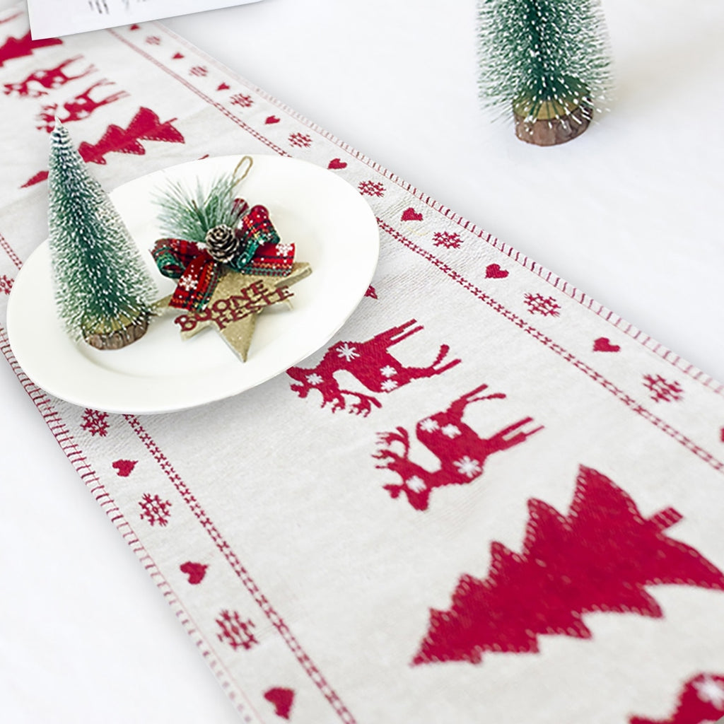 Reindeer motif runner shown at its full 70.9 inch length