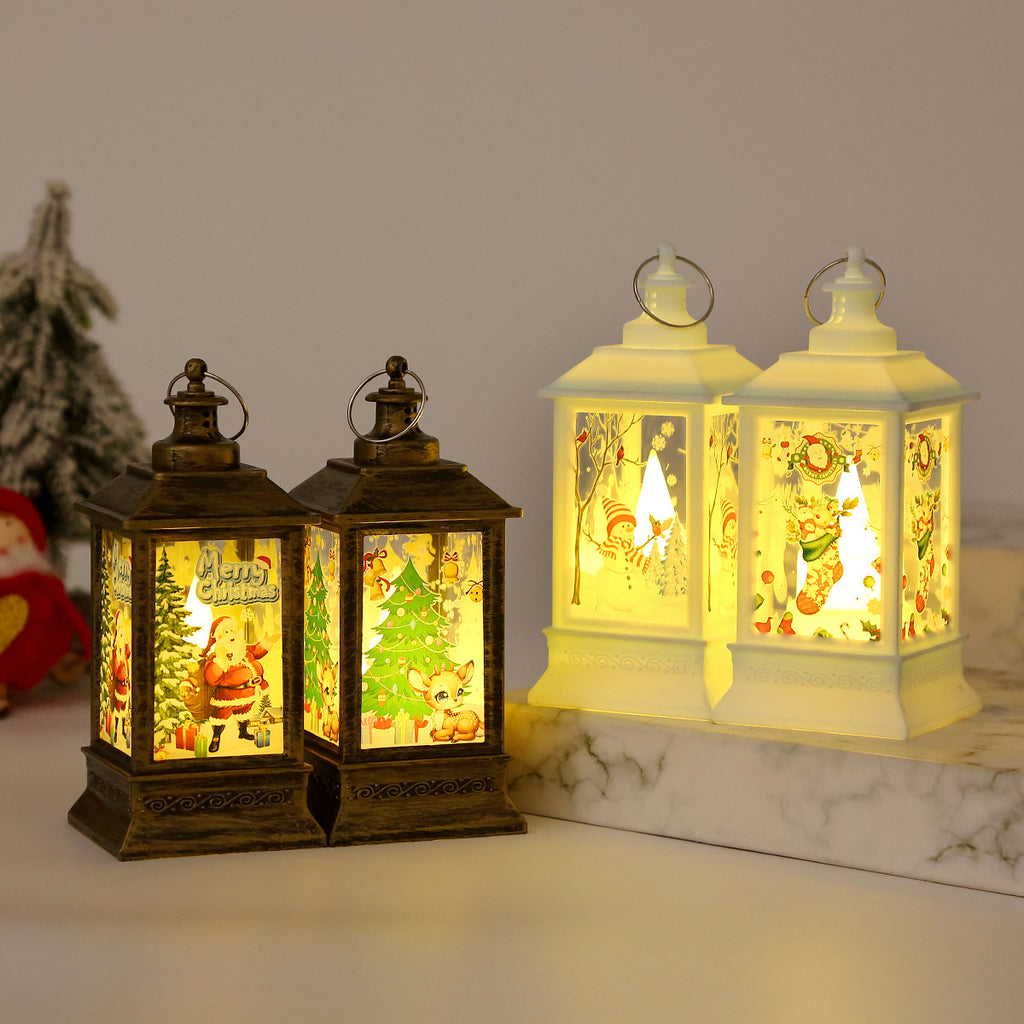White snowman Christmas LED lantern standing 5.5 inches tall