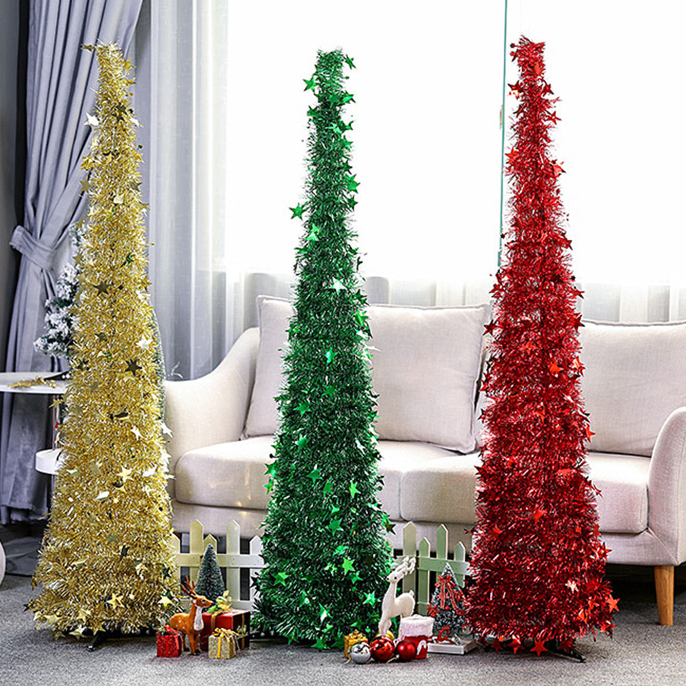 Green tinsel Christmas tree from the five color range