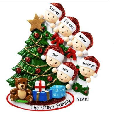 Painted Christmas figure ornament in molded resin, sold in packs