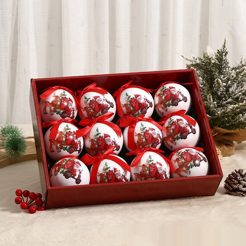Printed Christmas ornament ball made to hang on a tree or garland