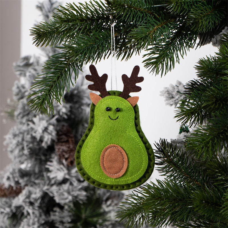 Felt avocado pendant with a stitched center and hanging loop