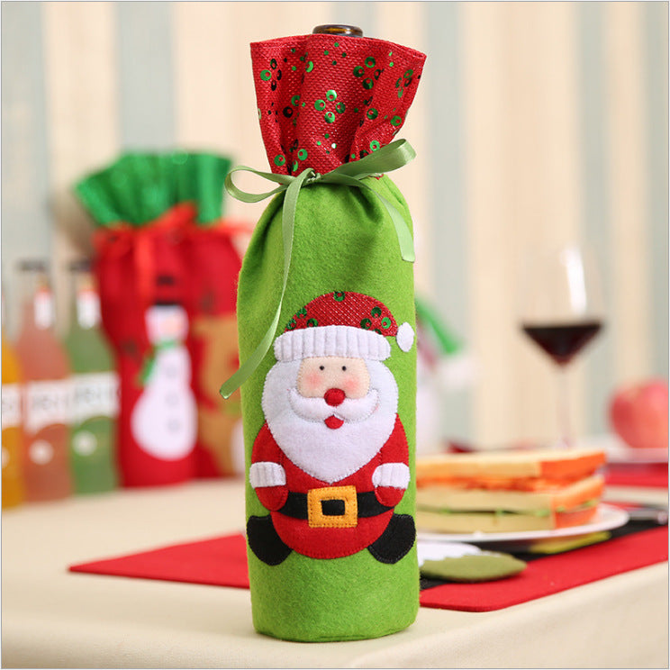 Christmas wine bottle cover sized to fit a standard wine bottle