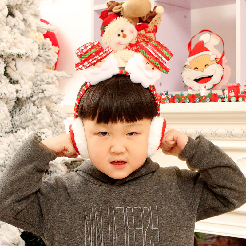 Snowman design Christmas earmuff headband measuring 9.1 by 9.4 inches