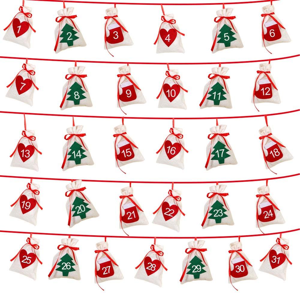 Felt countdown bags offered numbered one to 24 or one to 31
