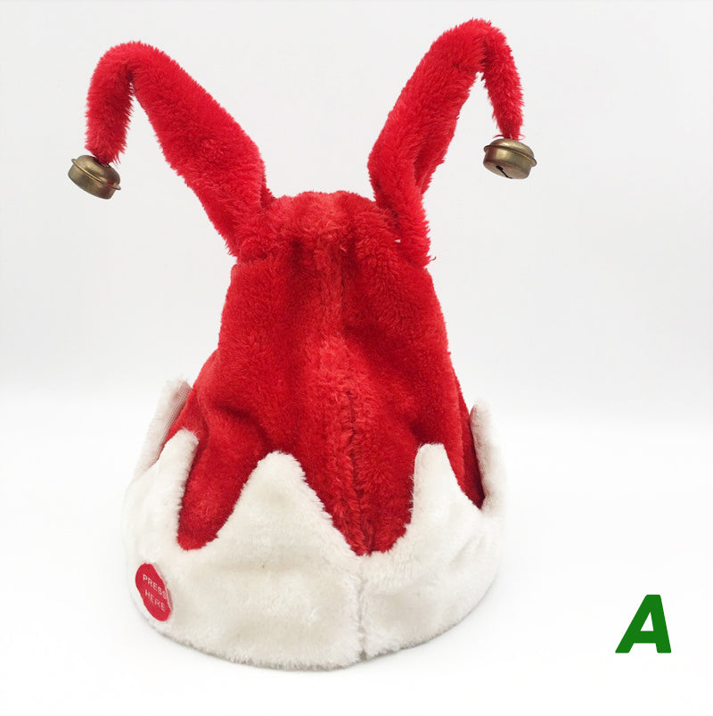 Battery compartment for three double-A cells inside the Santa hat