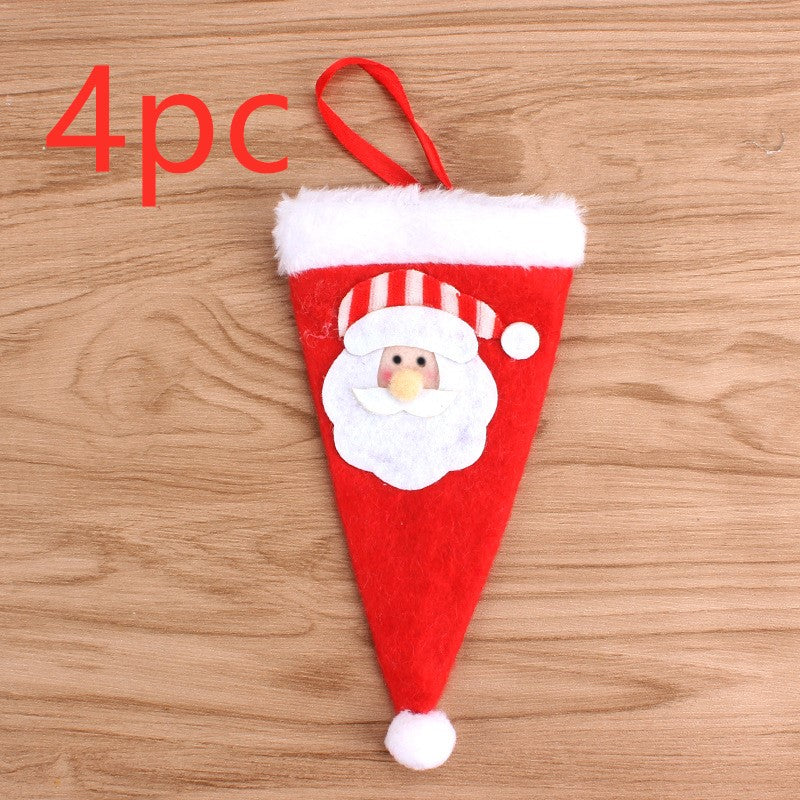 Fabric Christmas cutlery pocket sized for a standard knife and fork