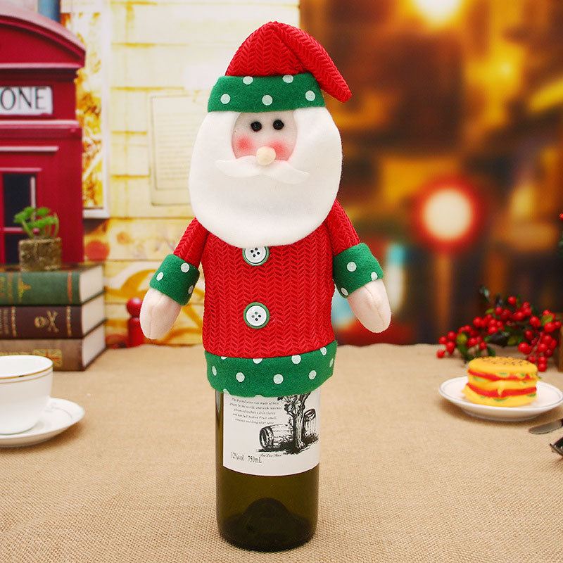 Christmas wine bottle sleeve that slips over the neck of a bottle