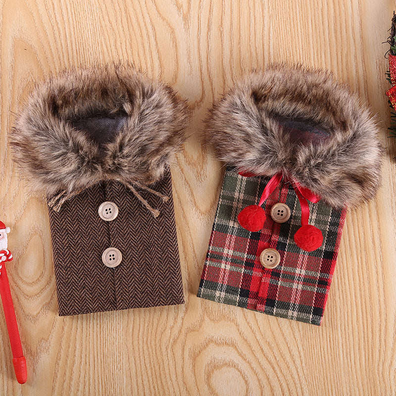Artificial wool Christmas bottle cover also offered as a set of three covers
