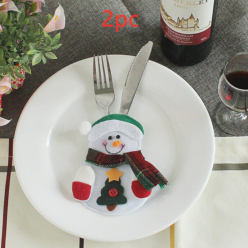 Christmas silverware holder in fabric, sized for a knife and fork