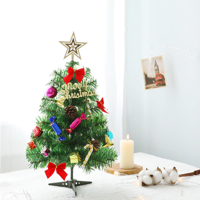 Green PVC needles on the 19.7 inch artificial Christmas tree