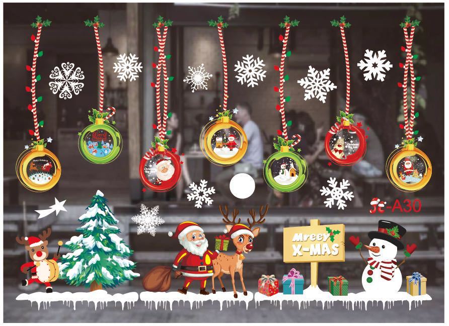 PVC Christmas window sticker sized for a standard window pane