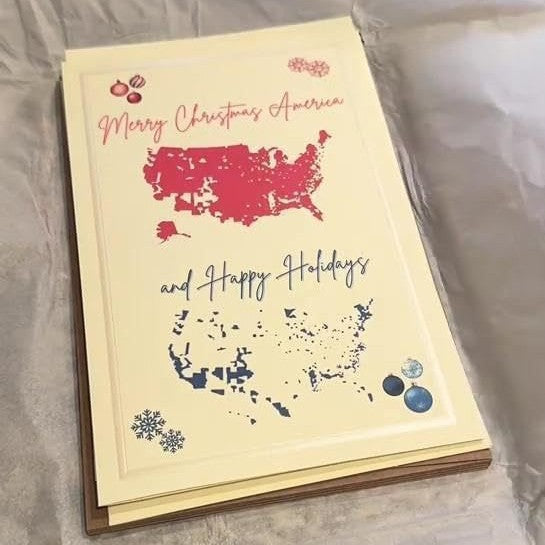 Yellow Merry Christmas greeting card, one of two colorways
