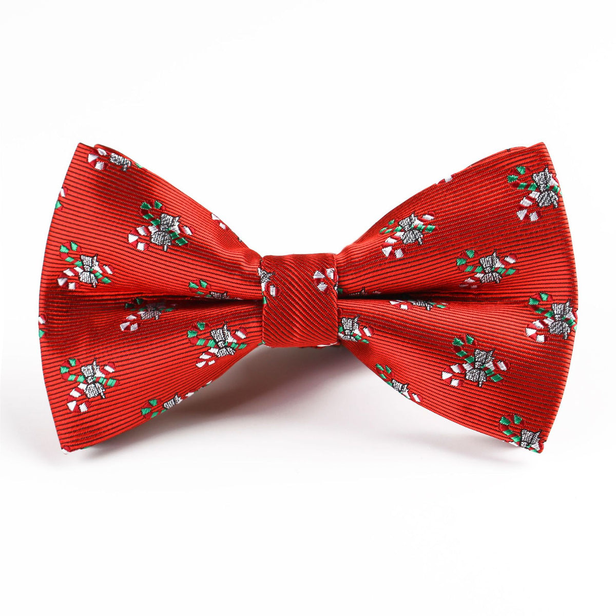 Christmas bow tie with the holiday pattern woven into the fabric
