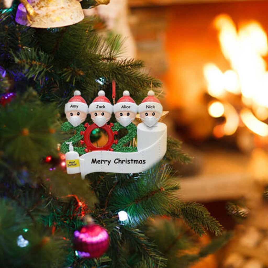 Four figure snowman family Christmas pendant molded in resin