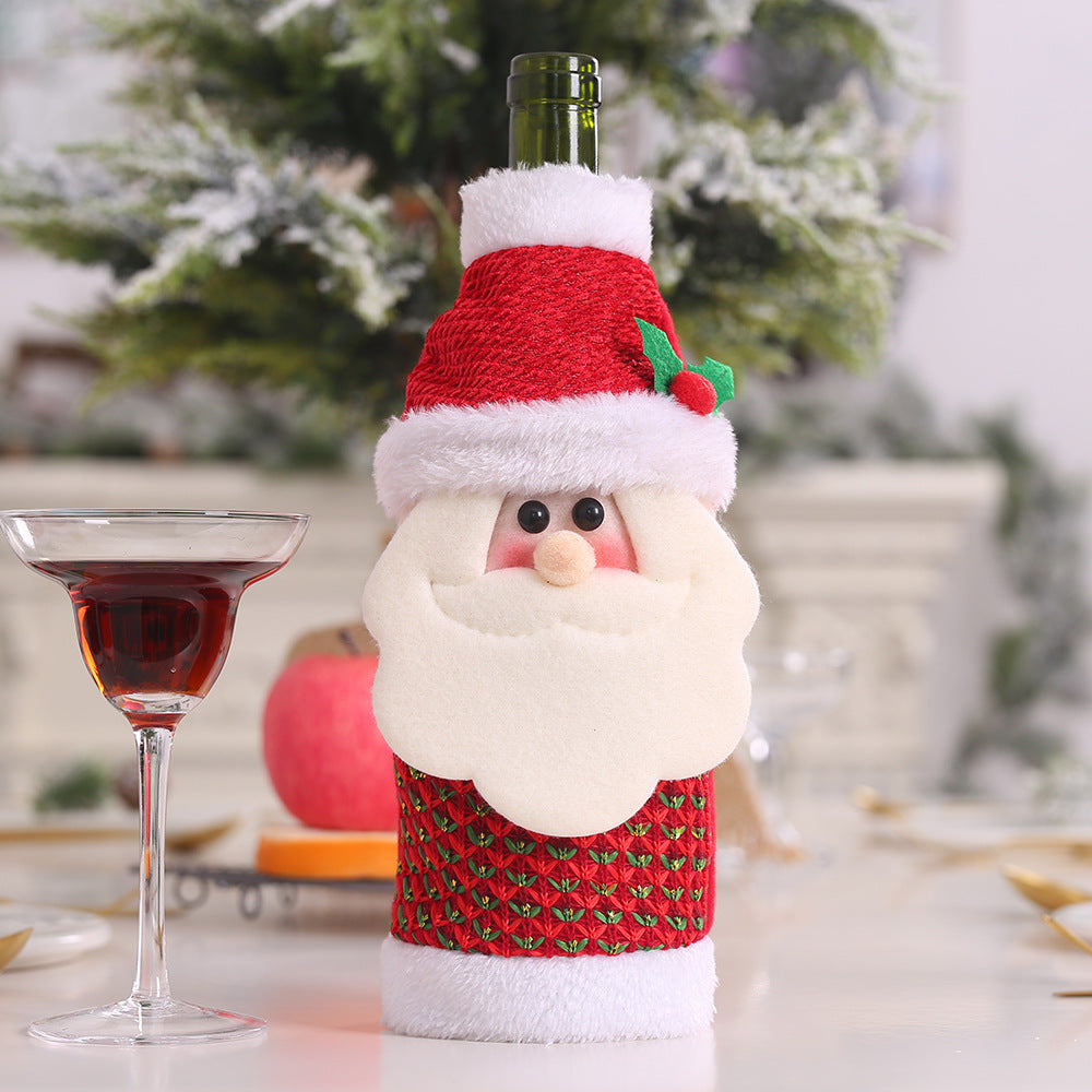 Christmas bottle sock that slips over the neck of a bottle