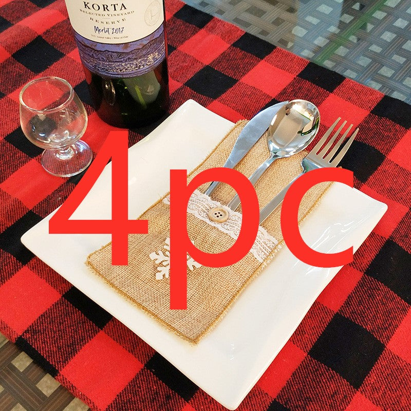 Christmas silverware holder in printed fabric, one piece per single option