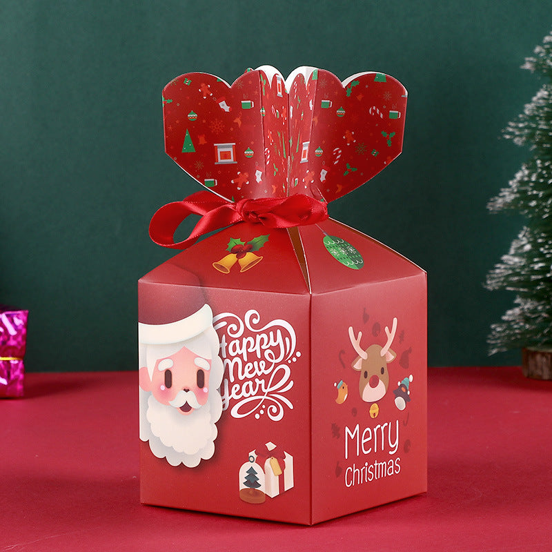 Red Reindeer print Christmas gift box in white cardboard