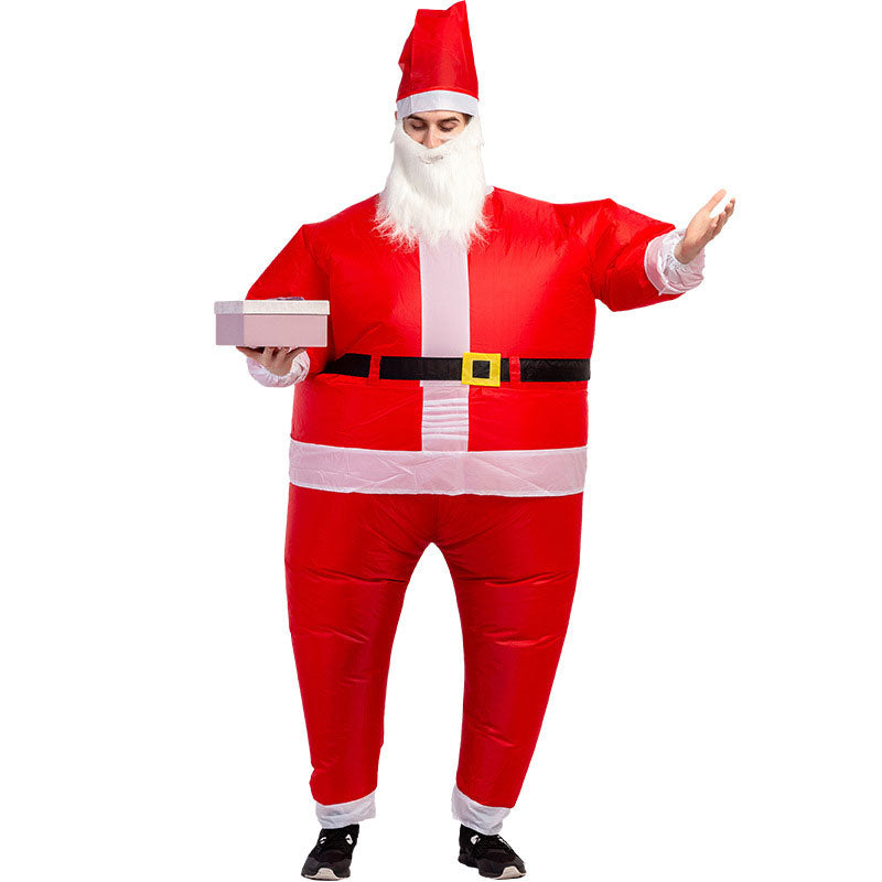 Inflatable Christmas costume in coated polyester, folds down small