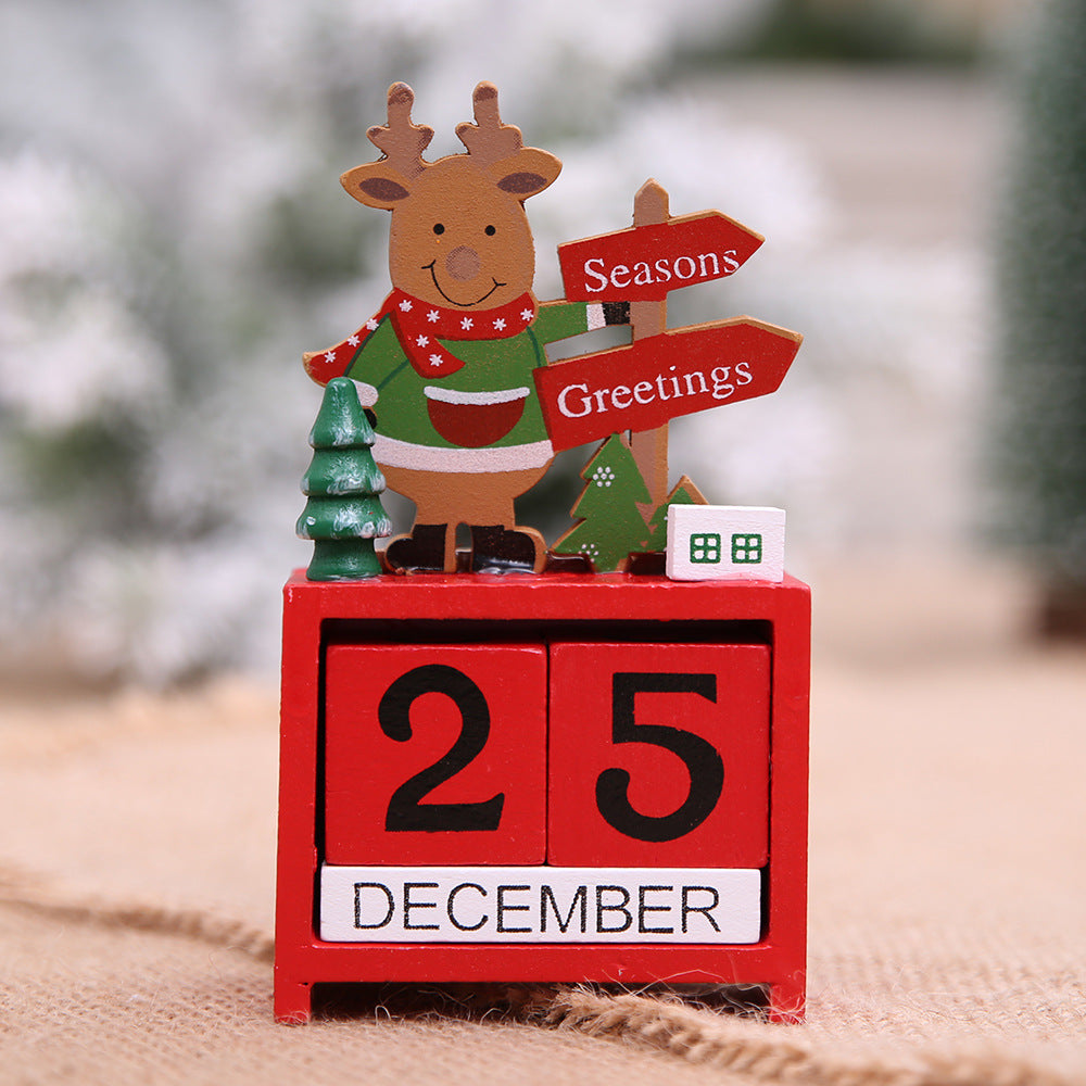 All three wooden calendar designs: Santa, reindeer and snowman