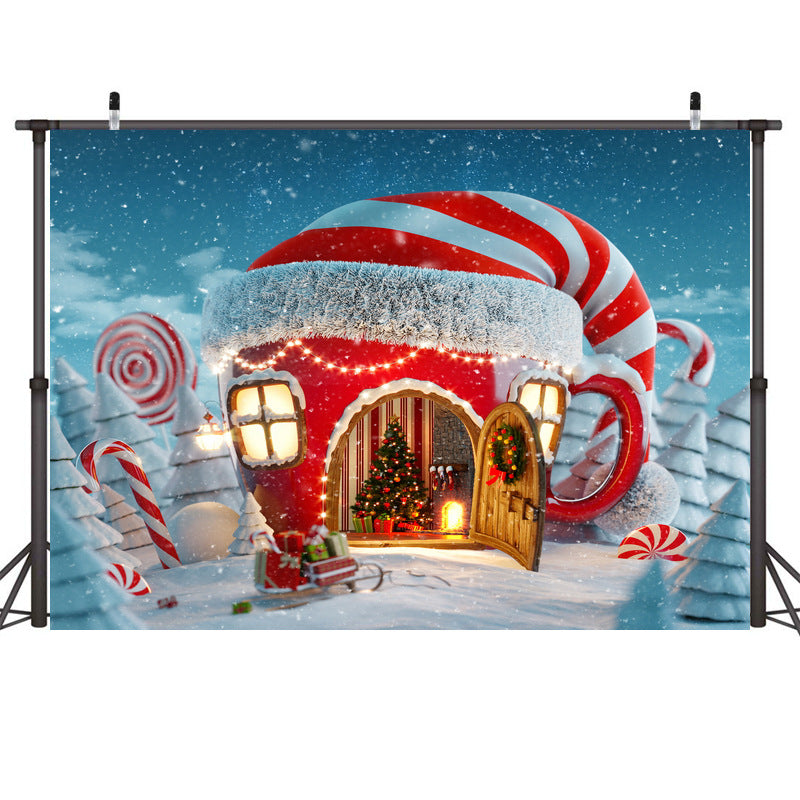 Printed holiday backdrop cloth, 82.7 inches across, choice of eleven designs