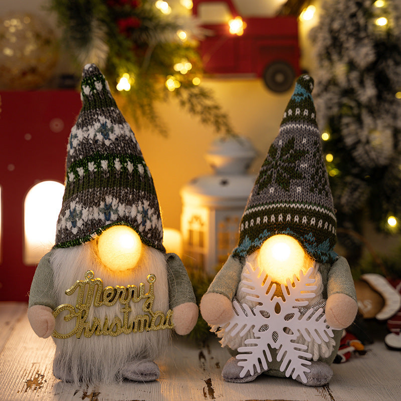 Light up Christmas gnome figure with a long fabric nose