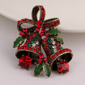 Antique gold alloy Christmas cane brooch set with imitation stones