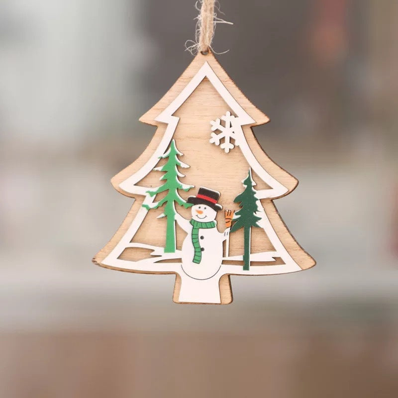 Wooden heart Christmas pendant in natural wood, one piece per order