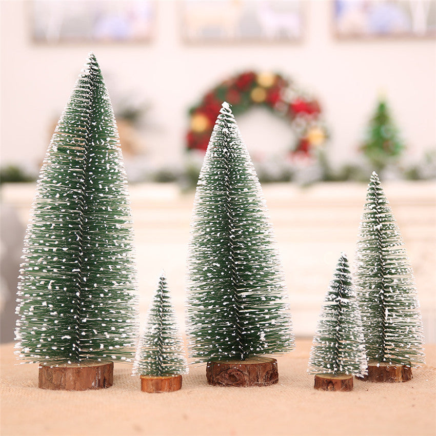 Full set of five mini pine Christmas trees in graduated heights