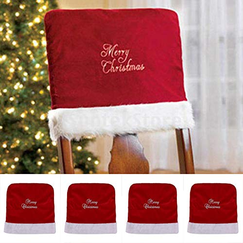 Red embroidered Christmas chair back cover sewn from cloth