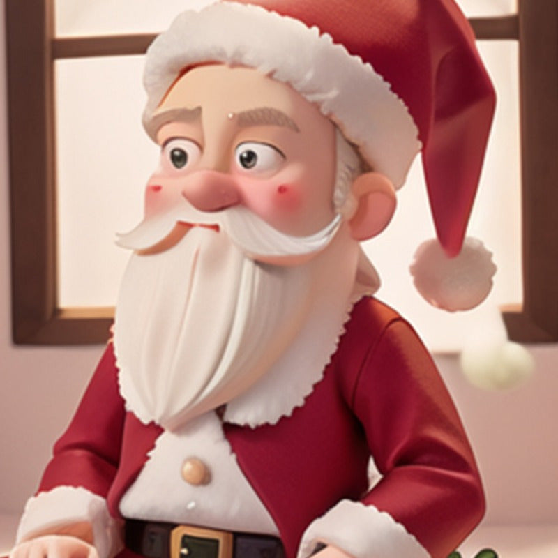 Sitting Santa Claus figurine cast in resin for tabletop Christmas decorating