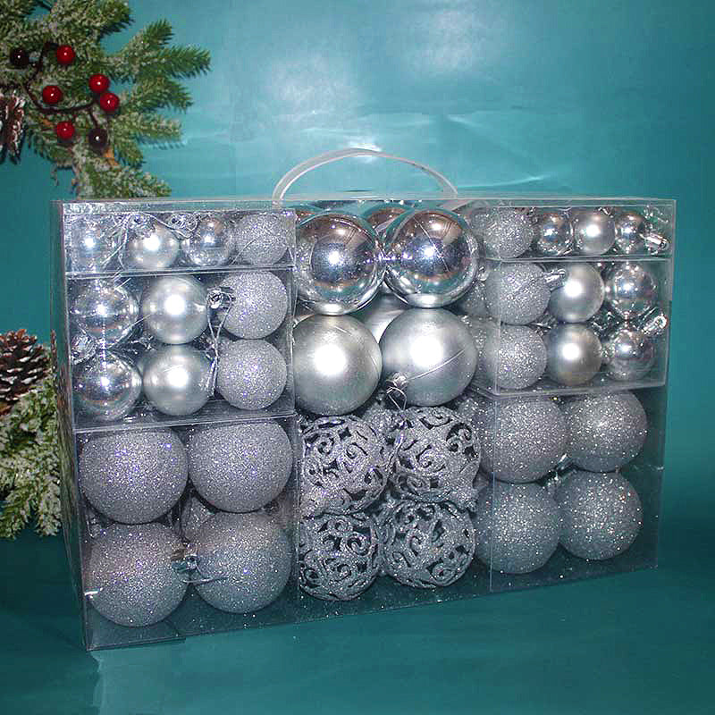 Pink Christmas baubles, a single shade across the hundred piece set