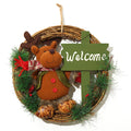 Snowman version of the 13.8 inch rattan and fabric Christmas wreath