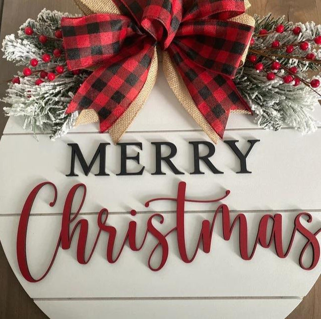 Wooden Christmas door sign in a restrained European style