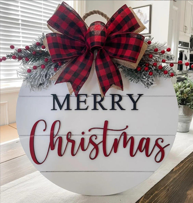Wooden hanging Christmas plaque supplied as one decoration per order