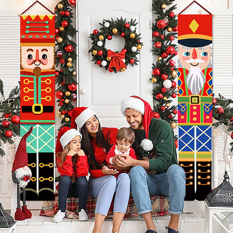Printed Christmas door banner in hard wearing woven Oxford cloth