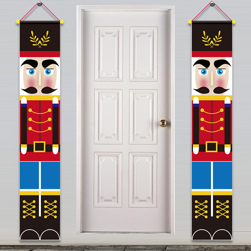 Matched pair of Christmas door banners for framing an entrance