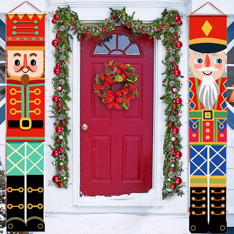 Fabric Christmas door banner, one of three artwork designs