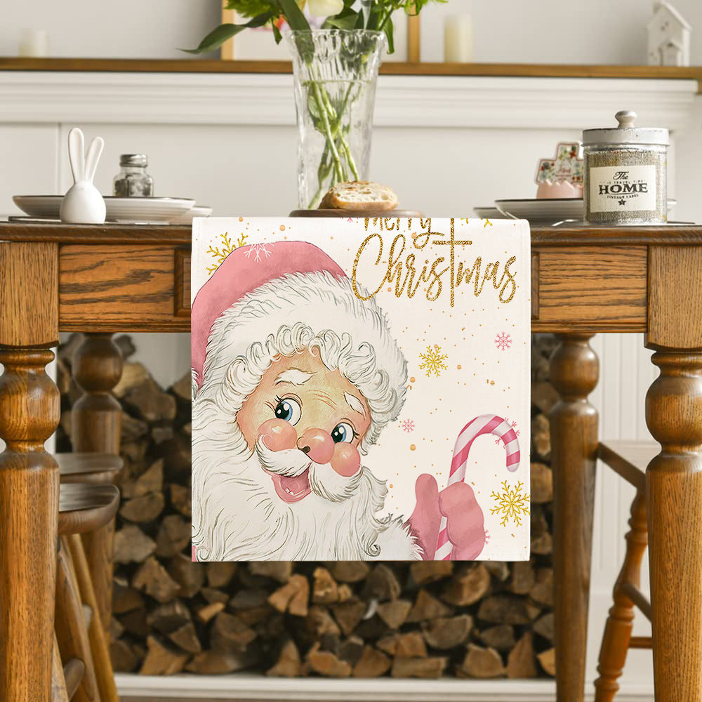 Christmas table runner measuring 13 inches across at every length