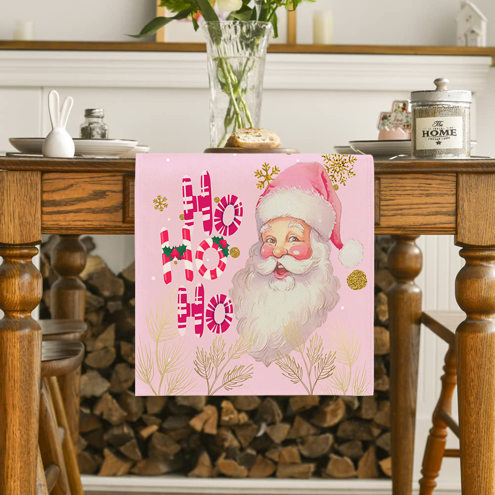 Christmas tree motif woven into the center of the runner