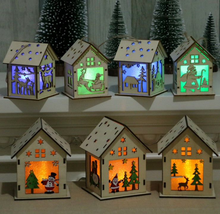 Figure with can wooden Christmas scene, a DIY assembly ornament