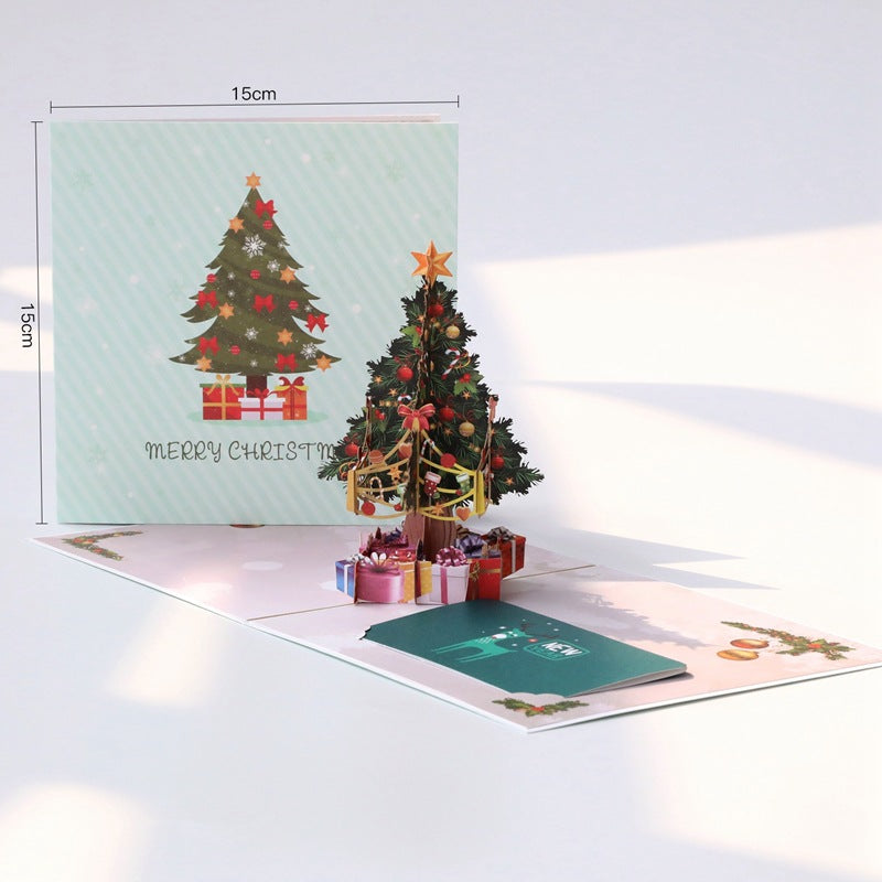 3D Christmas card that opens into a layered pop up tree