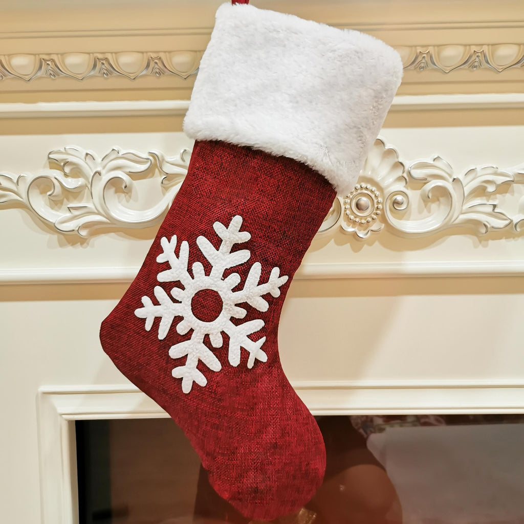 Cloth Christmas stocking with a sponge layer that keeps it upright