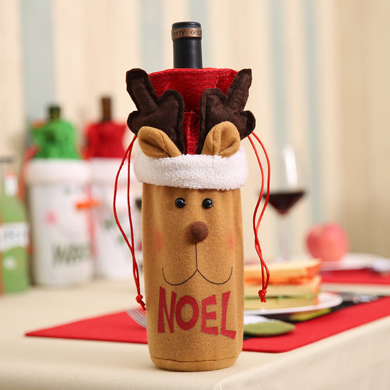 Christmas bottle cover that slips over the neck of a bottle