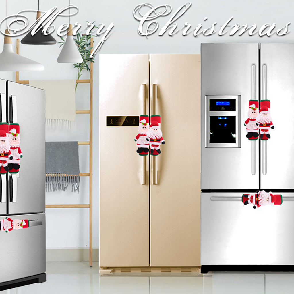 Pair of red Christmas fridge handle covers, two supplied per order