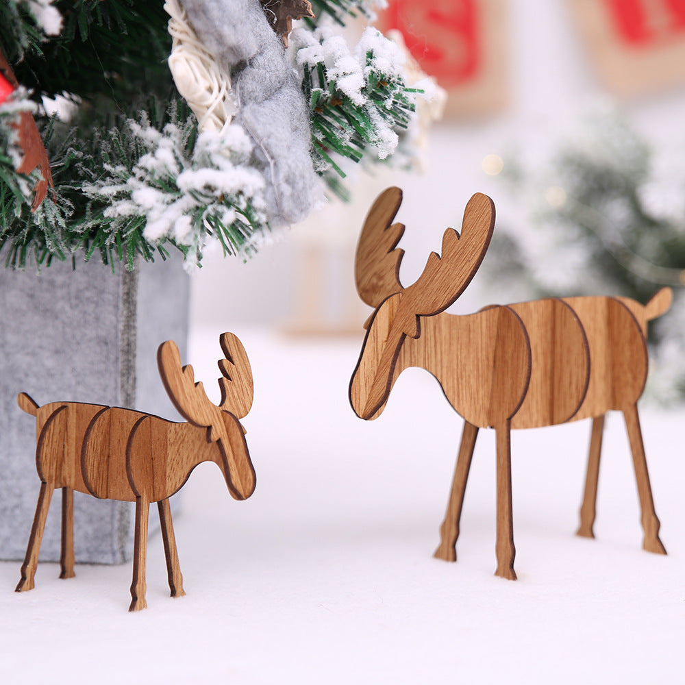 Coffee toned wooden reindeer pendant, one of four wood finishes