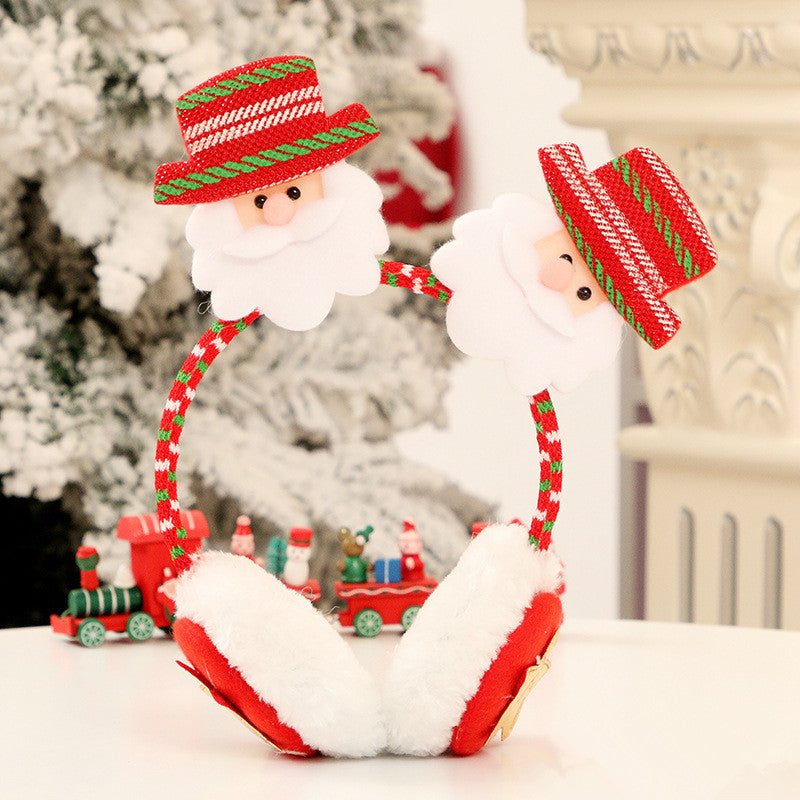Christmas earmuff headband sized 9.1 by 9.4 inches across the earmuffs