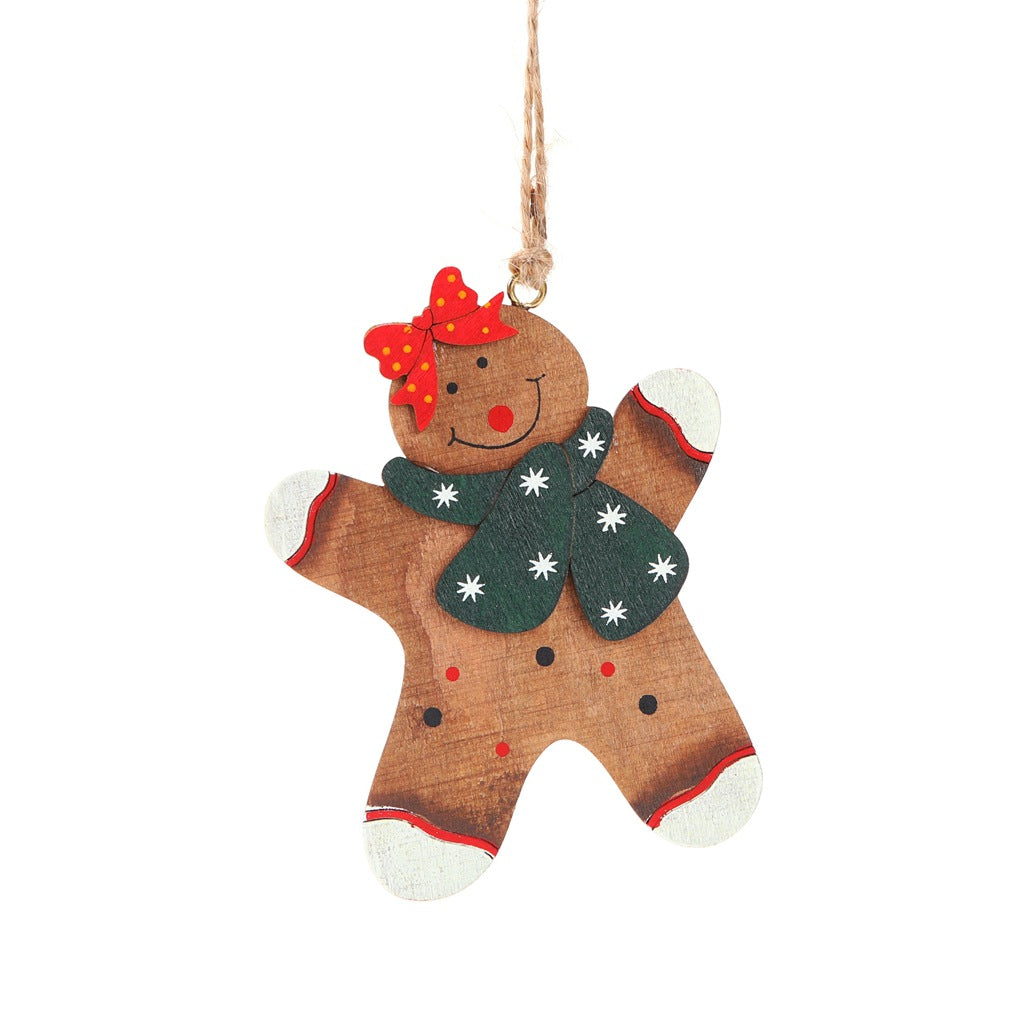 Red hat gingerbread man ornament cut and painted on wood