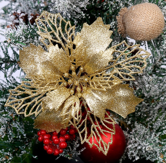 6.3 inch glitter Christmas wreath formed from polyethylene