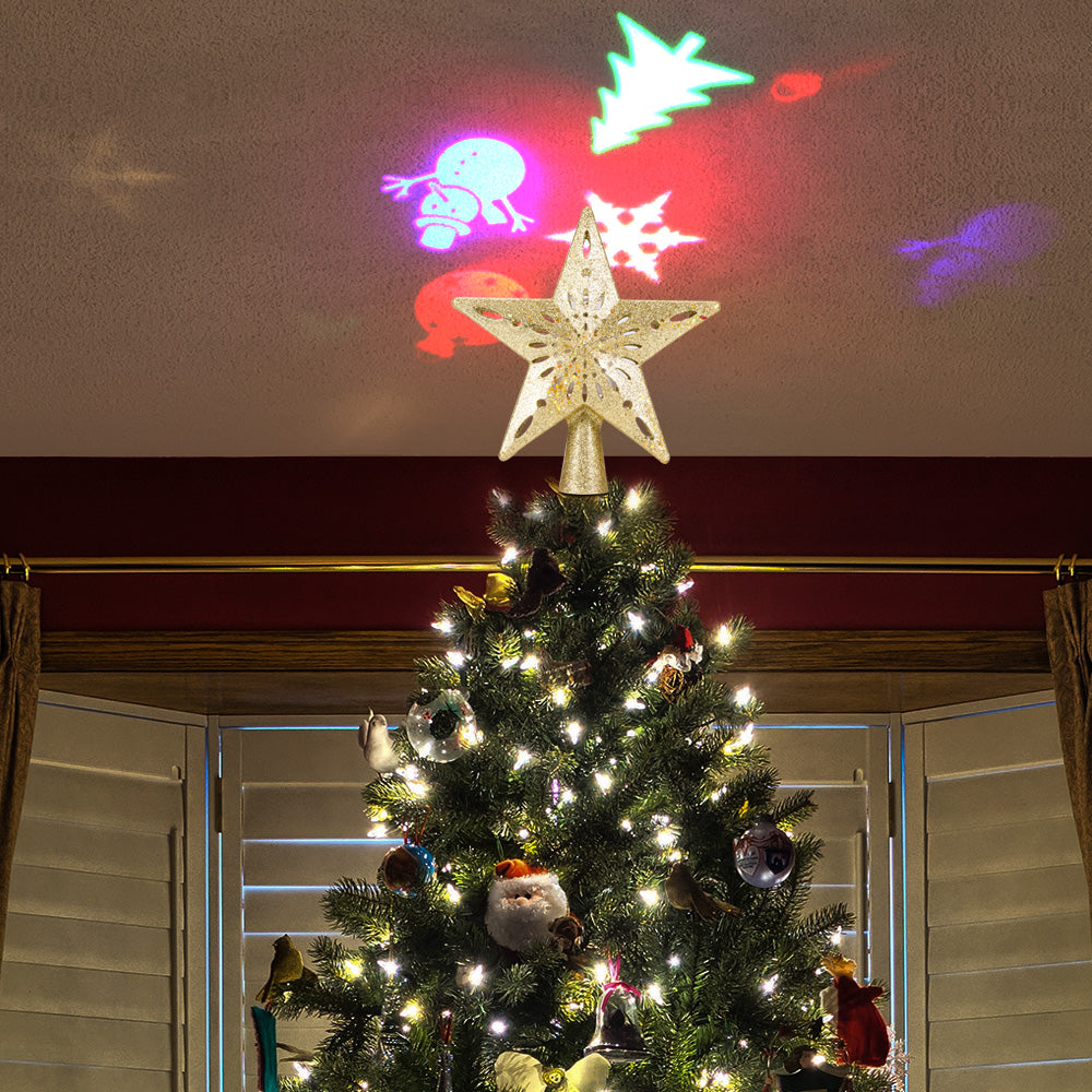 Star topper shaped with a socket that slides onto a top branch